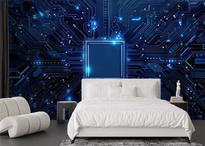 Microchip CPU Processor Circuit Board Network blue Wall mural