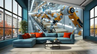 Artificial intelligence robots sort goods Wall mural