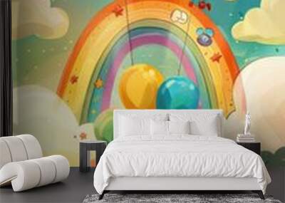 Children's Day balloon illustration Wall mural