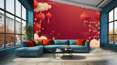 Chinese New Year Illustration Background Wall mural