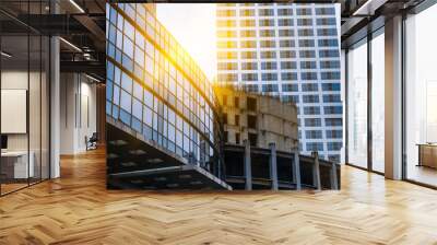 detail shot of modern architecture facade,business concepts,in city of China. Wall mural