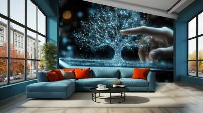 Finger touch screen, technology tree concept Wall mural