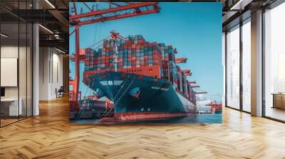 Large ports and container freight ships Wall mural