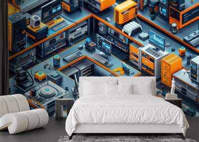 Modern office of smart factory Wall mural