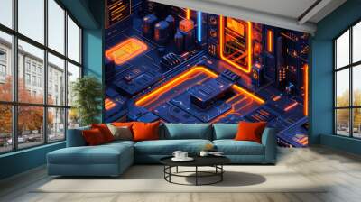 Modern office of smart factory Wall mural