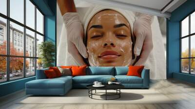 The face of young women lying down for beauty treatments Wall mural