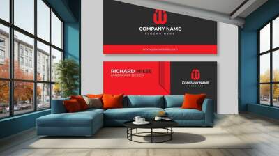 Red and black modern creative business card and name card. Wall mural