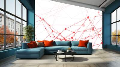 Abstract technology connection network of particles and lines. Global network Futuristic grid artificial intelligence connections. Plexus of lines and dots and connected particles Vector Wall mural