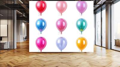 Different colorful balloons isolated on transparent background cutout PNG Wall mural