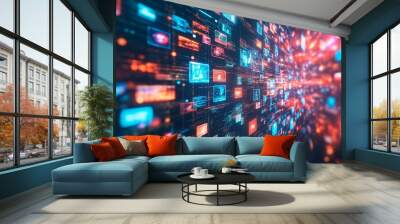 digital data and big data concept Wall mural