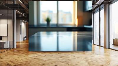 empty kitchen table in modern apartment Wall mural