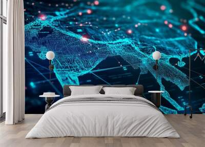 global network and internet connection of world map. business background Wall mural