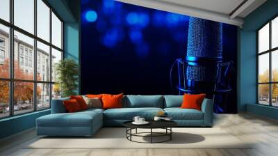 microphone and sound wave background Wall mural