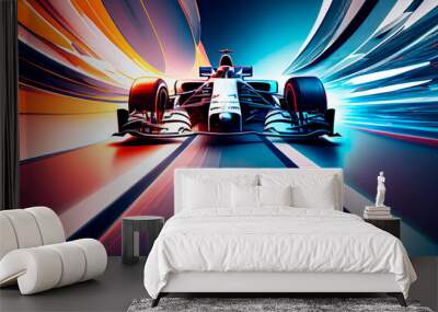 Motorsport f1 racing track in motion. Generative AI Wall mural