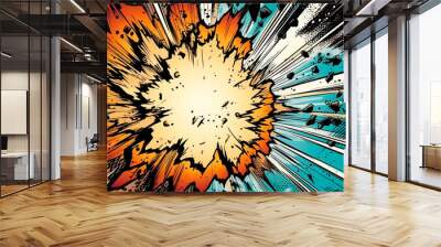 Powerful Comic Book Action Layout Background with Power FX Illustration. Generative AI Wall mural