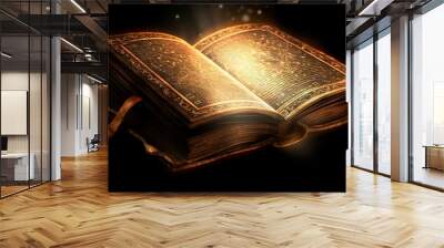 Shining Holy Bible - Ancient Book banner, illuminated message. Generative AI Wall mural