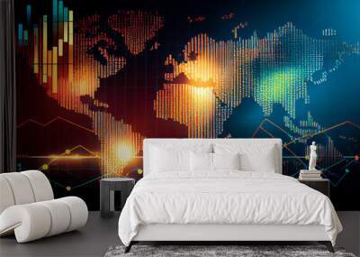 World business graph or chart stock market or forex trading graph in graphic concept suitable for financial investment or Economic trends business. Generative AI Wall mural