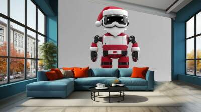 Future robot santa claus in red suit. Wall mural