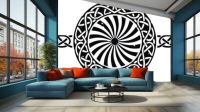 Ornate Celtic Pattern Circle Header with Viking Spiral Wall mural