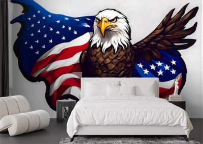 Eagle with USA flag logo design Wall mural