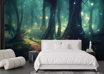 Mystical Forest with Archery Portal with glowing effects Wall mural