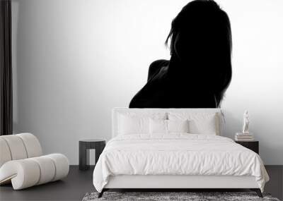 silhouette of a female figure on a white background Wall mural