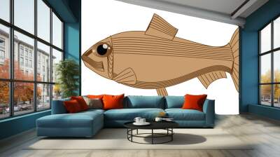 Brown fish cartoon Wall mural