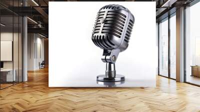 Vocal microphone on white background with copy space Wall mural