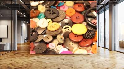 Buttons of different size and color. Background. Wall mural