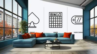 arcade outline icons set. arcade icons such as spades, bingo, video console vector. can be used web and mobile. Wall mural