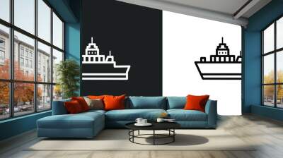 army boat icon isolated in white and black colors. army boat outline vector icon from army and war collection for web, mobile apps and ui. Wall mural