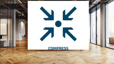 compress icon from user interface collection. Filled compress, data, file glyph icons isolated on white background. Black vector compress sign, symbol for web design and mobile apps Wall mural