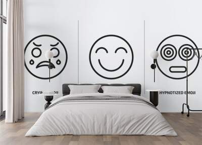 emoji outline icons set. emoji icons such as crying emoji, grinning hypnotized vector. can be used web and mobile. Wall mural