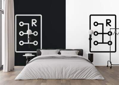 gear box icon isolated in white and black colors. gear box outline vector icon from transportation collection for web, mobile apps and ui. Wall mural