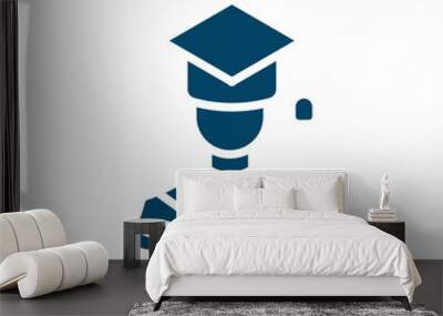 graduating boy icon from people collection. Filled graduating boy, education, boy glyph icons isolated on white background. Black vector graduating boy sign, symbol for web design and mobile apps Wall mural