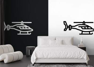 helicopter profile icon isolated in white and black colors. helicopter profile outline vector icon from transportation collection for web, mobile apps and ui. Wall mural