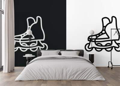 inline skates icon isolated in white and black colors. inline skates outline vector icon from transportation collection for web, mobile apps and ui. Wall mural