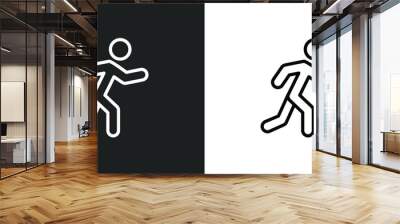 jogging icon isolated in white and black colors. jogging outline vector icon from activity and hobbies collection for web, mobile apps and ui. Wall mural