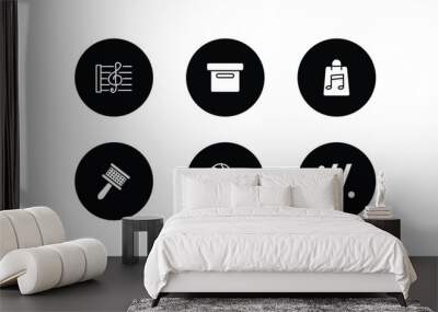 music and media filled icons set. music and media filled icons pack included stave, image archive, music store, cabasa, bass clef, simile vector. Wall mural