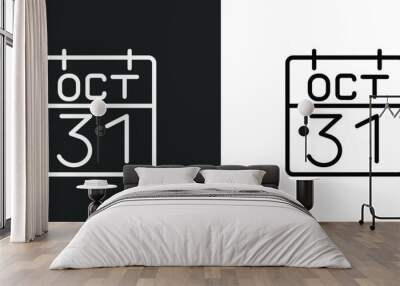 octuber 31 icon isolated in white and black colors. octuber 31 outline vector icon from user interface collection for web, mobile apps and ui. Wall mural