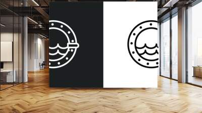 porthole icon isolated in white and black colors. porthole outline vector icon from nautical collection for web, mobile apps and ui. Wall mural