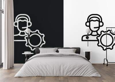 remote support icon isolated in white and black colors. remote support outline vector icon from internet security collection for web, mobile apps and ui. Wall mural