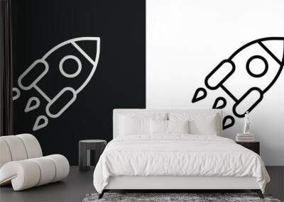 rocket icon isolated in white and black colors. rocket outline vector icon from artificial intellegence collection for web, mobile apps and ui. Wall mural