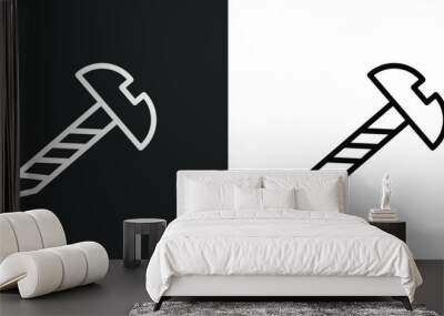 screw icon isolated in white and black colors. screw outline vector icon from construction tools collection for web, mobile apps and ui. Wall mural