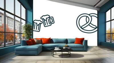 set of 4 linear icons from food concept. outline icons included condiment, beers, pretzel, eatery vector Wall mural