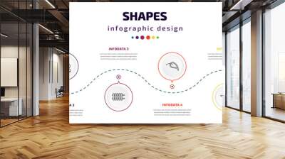 shapes infographic element with icons and 6 step or option. shapes icons such as big diamond, wedding night, radiators, elliptic, star with number four, skull and snake vector. can be used for Wall mural