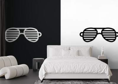 shutter sunglasses icon isolated in white and black colors. shutter sunglasses outline vector icon from clothes collection for web, mobile apps and ui. Wall mural