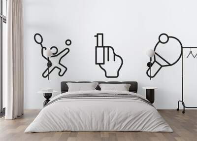 sports outline icons set. sports icons such as running track, man playing tennis, starting gun, table tennis, person riding on sleigh vector. can be used web and mobile. Wall mural