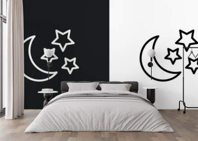 star and crescent moon icon isolated in white and black colors. star and crescent moon outline vector icon from religion collection for web, mobile apps ui. Wall mural