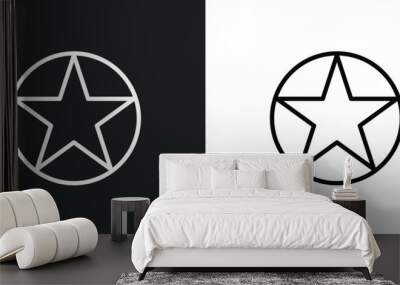 star inside circle icon isolated in white and black colors. star inside circle outline vector icon from nautical collection for web, mobile apps and ui. Wall mural